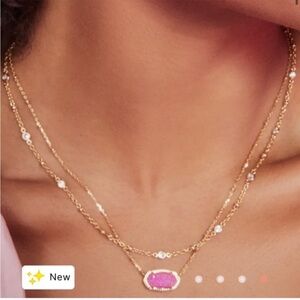 Kendra Scott x Barbie Elisa Double Multi Strand Necklace Pink Drusy Crystal